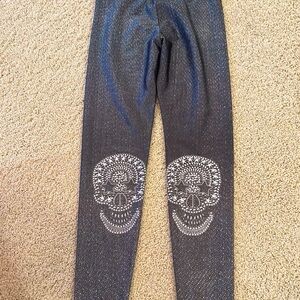 Terez Girls Black Skull Print Leggings